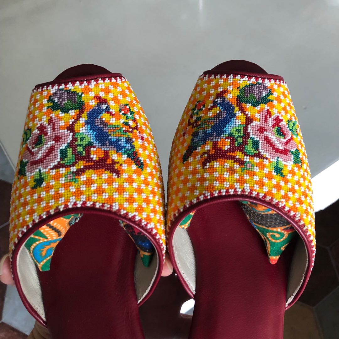 Peranakan Open Toe Potong Beaded Slippers