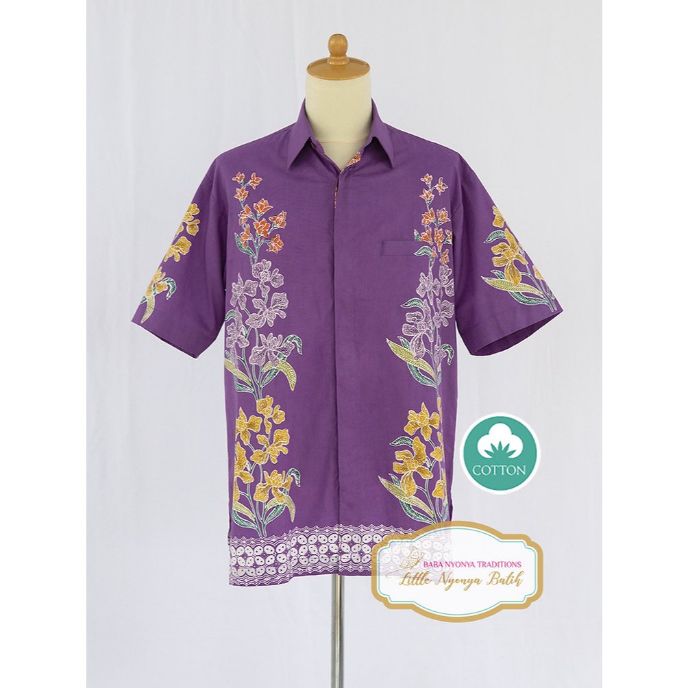 Man Batik Top Mandarin Collar hand Stamp fabric