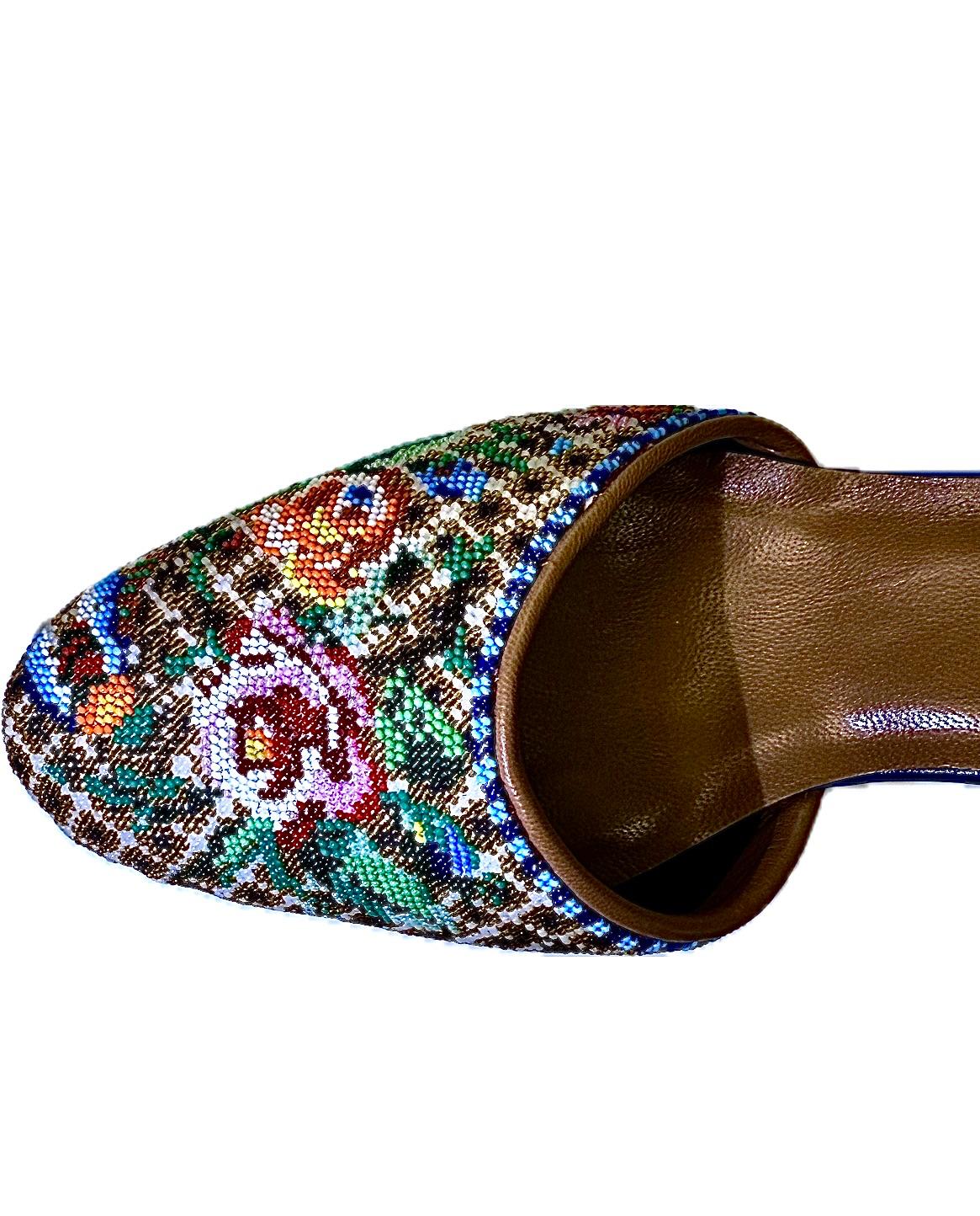 Peranakan Cover Potong Beaded Slippers