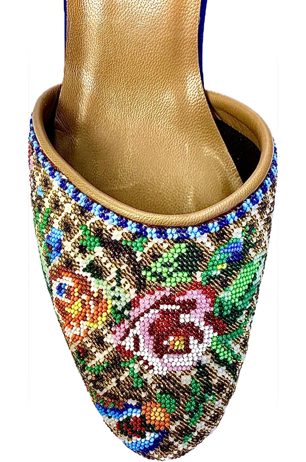 Peranakan Cover Potong Beaded Slippers