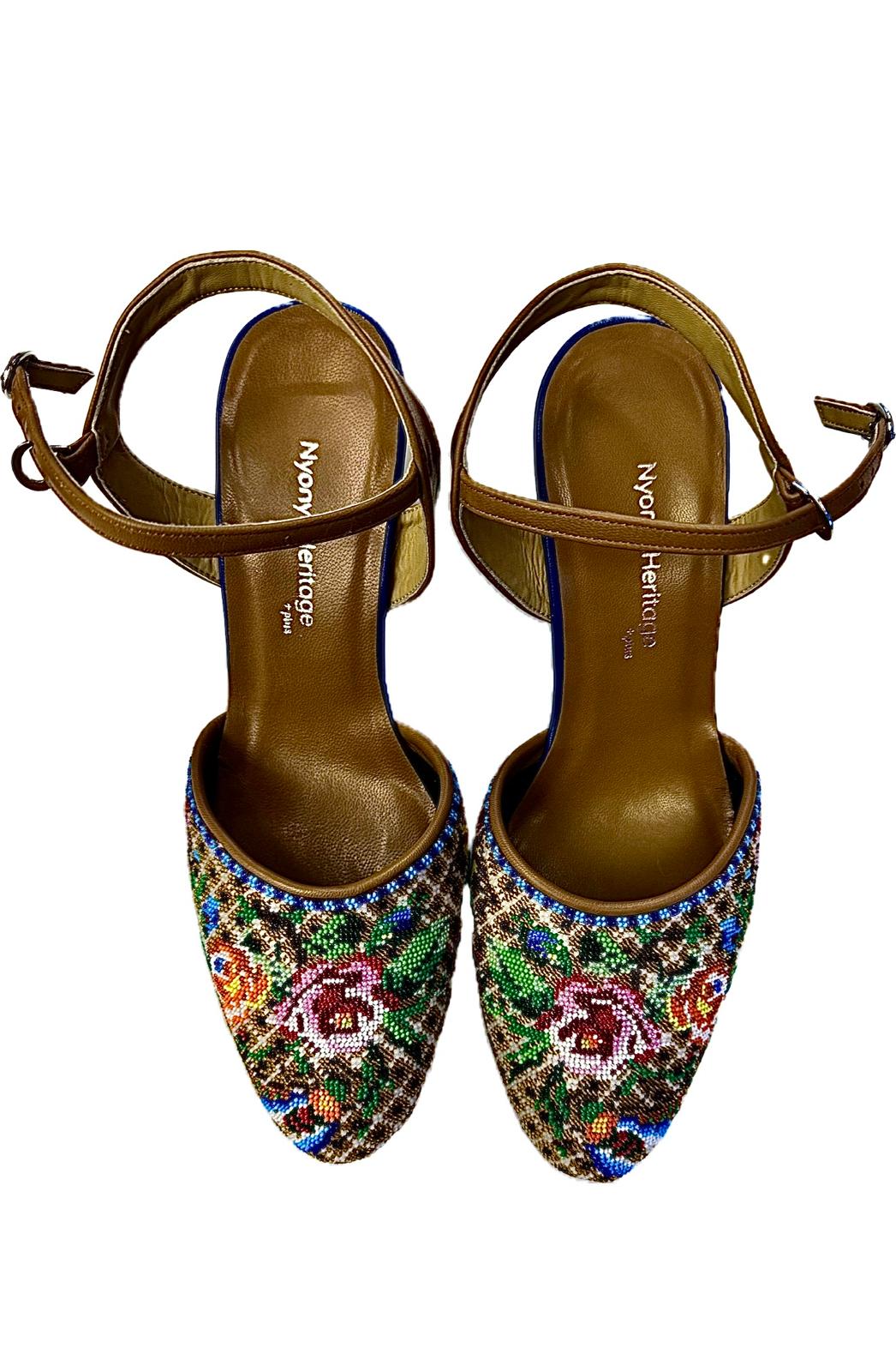 Peranakan Cover Potong Beaded Slippers