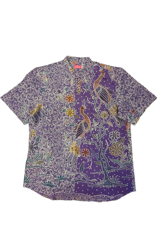 Light Purple Man Batik Hand Stamp Fabric Top